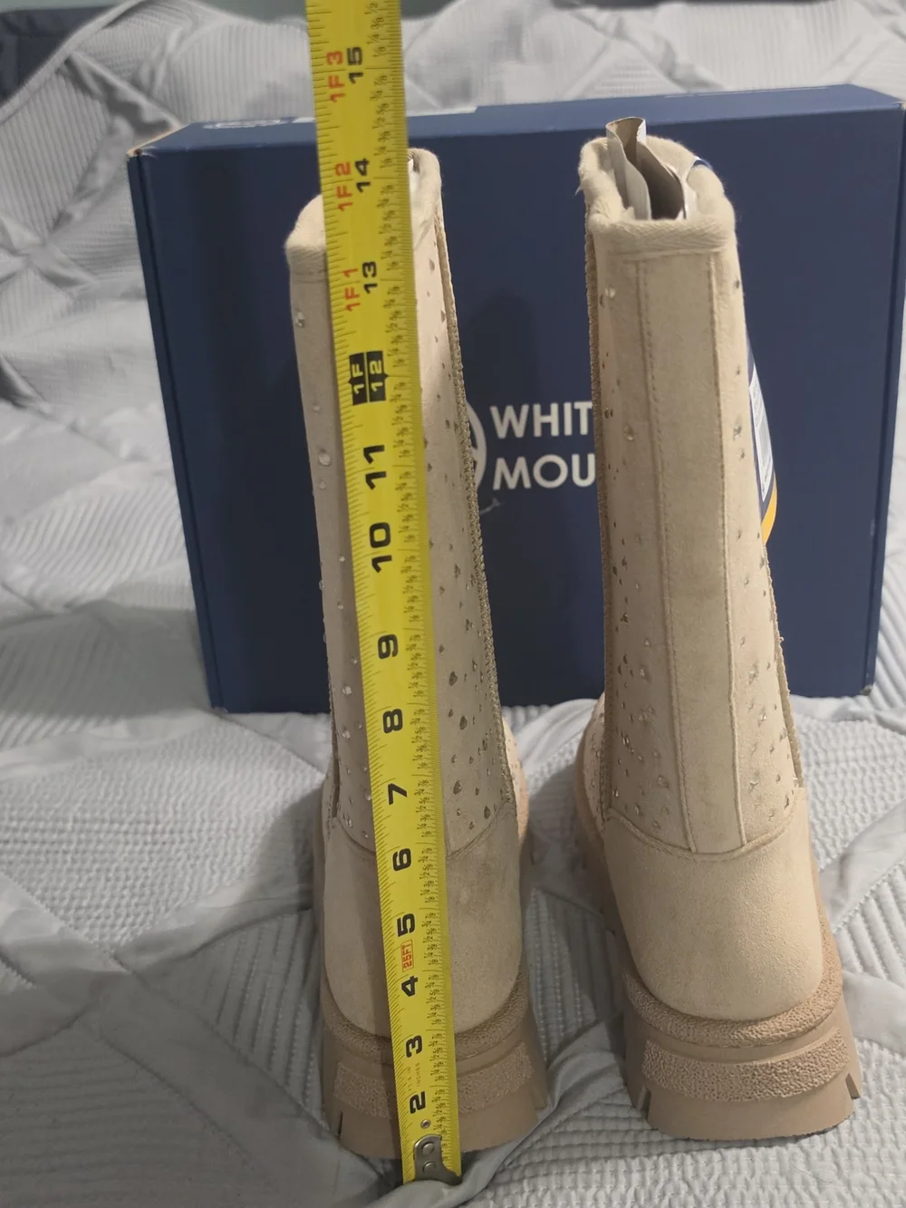 White Mountain Tripp Mid Calf Boots Women's Size 8 Dark Beige Rhine Lug Sole
